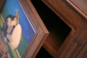 SW 0122 کنسول چوبی نقاشی شده دست ساز دکوری چوبی منزل  لوازم چوبی منزل